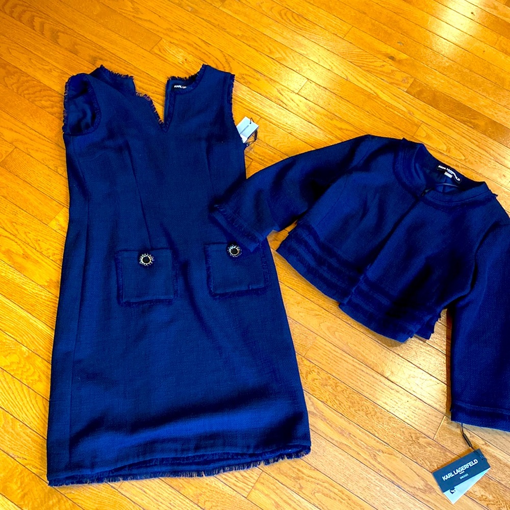 Karl Lagerfled dress and jacket combo